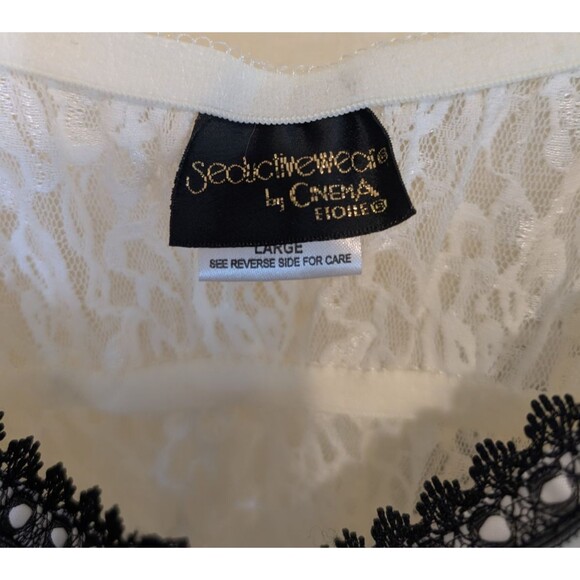 Cinema Etoile Seductive Wear Winter White Floral Lace Nylon Babydoll Sheer Large - Picture 11 of 13